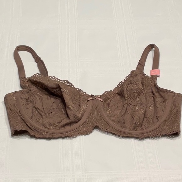 Cacique Other - Cacique Taupe Lace Underwire Bra Unlined Balconette